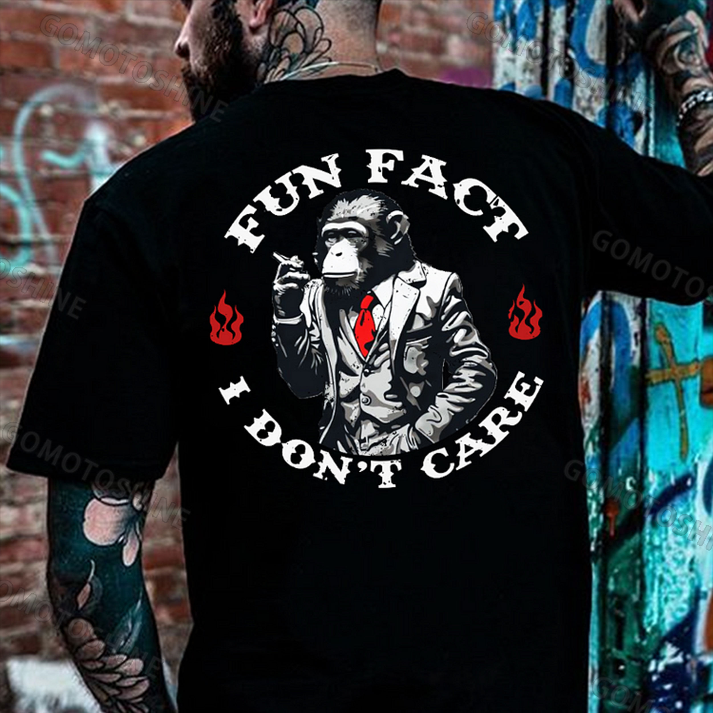 FUN FACT I DON'T CARE Suit Monkey Print Men's T-Shirt