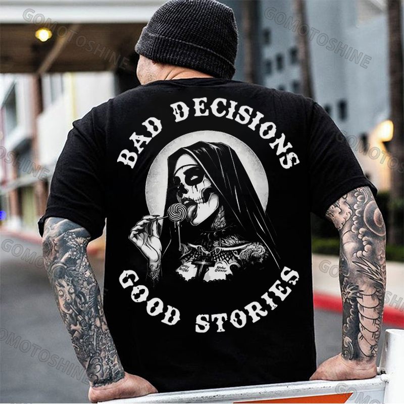 BAD DECISIONS GOOD STORIES Evil Nun Print Men's T-Shirt