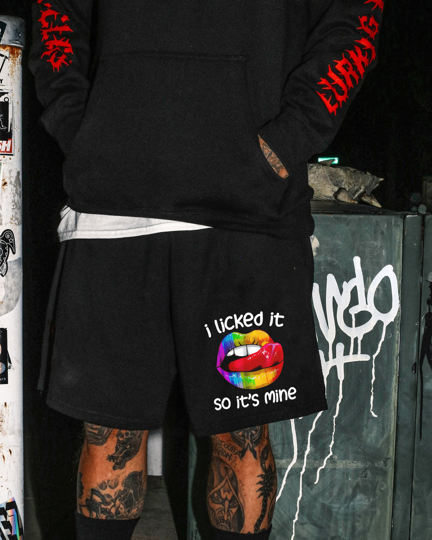 I LICKED IT SO IT'S MINE Iridescent Lips Print Men's Shorts
