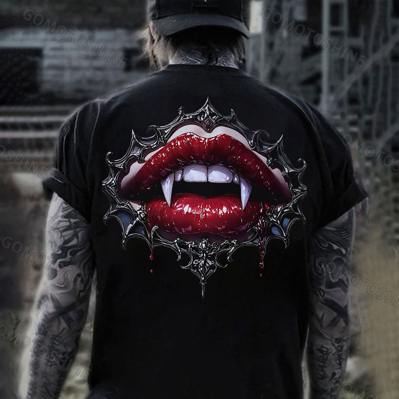 Vampire Mouth Print Men's T-Shirt