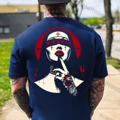 UNHOLY Sexy Tattooed Nun Print Men's T-Shirt