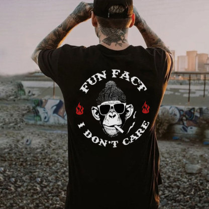 FUN FACT I DON'T CARE Black Print T-shirt