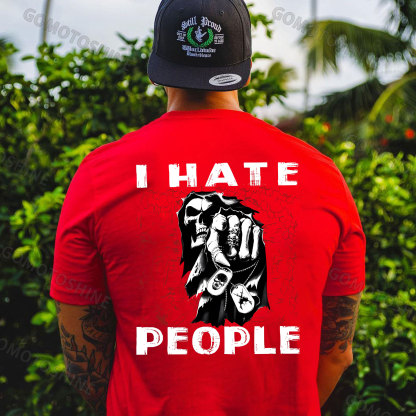 I HATE PEOPLE Defiant Skeleton Print Men's T-Shirt