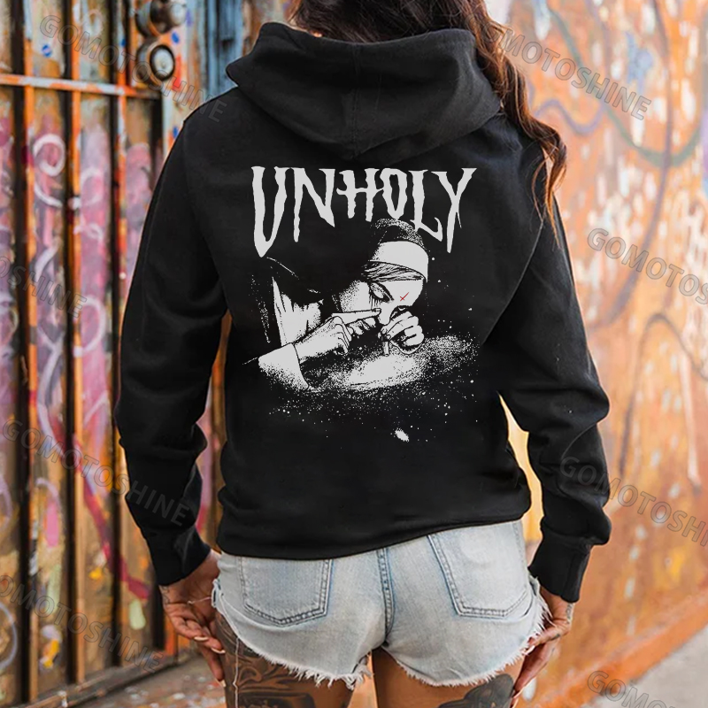 UNHOLY Smoking Nun Print Women's Hoodie