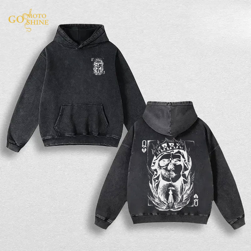 POKER Q Gloomy Queen Men's Washed Hoodie