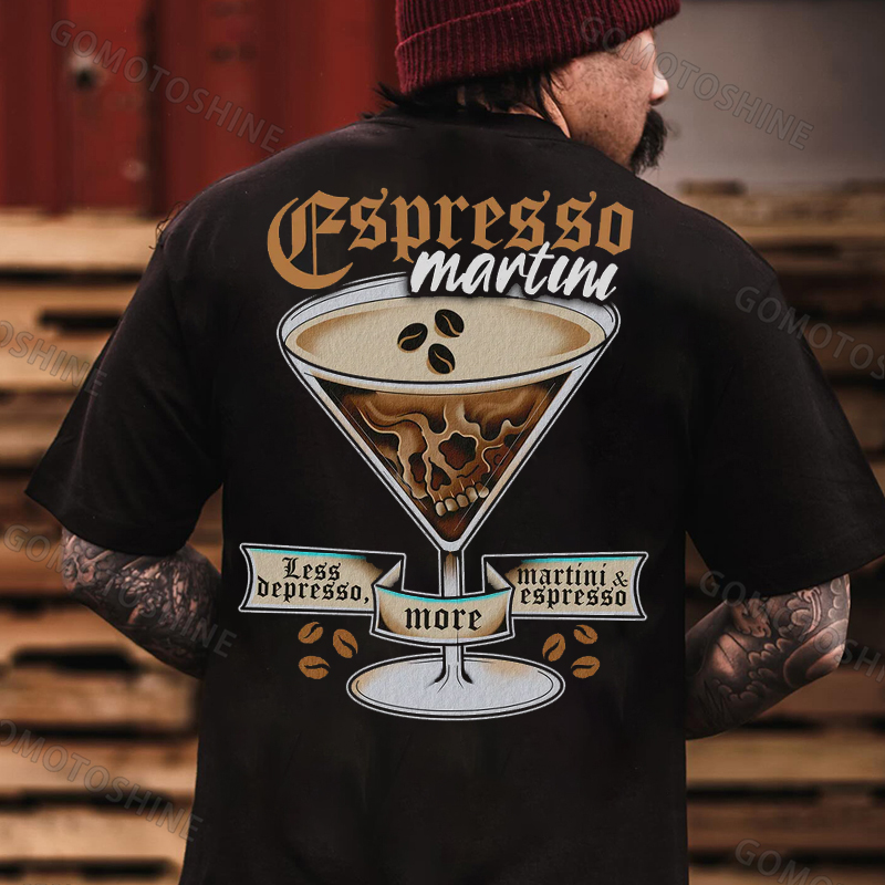 ESPRESSO MARTINI Skull Coffee Print Men's T-Shirt