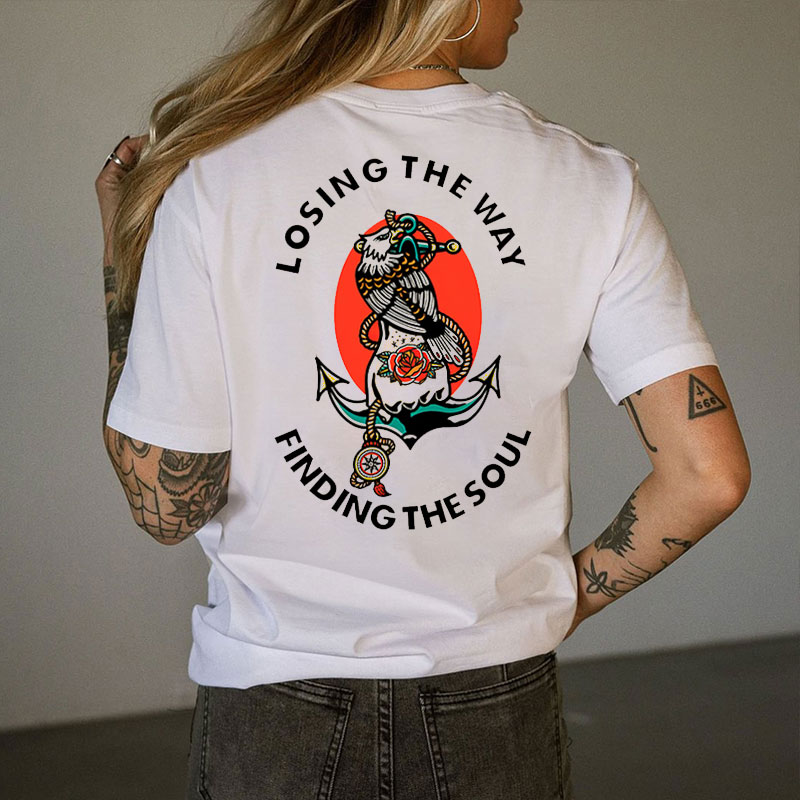 LOSING THE WAY FINDING THE SOUL Eagle Print Women's T-shirt