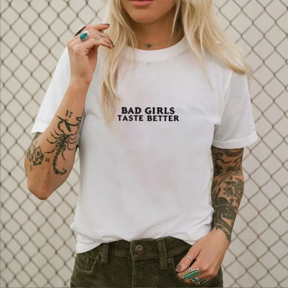 BAD GIRLS TASTE BETTER Sexy Naked Nun Print Women's T-shirt