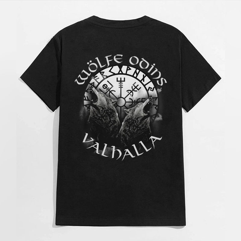 Rune Wolf Black Print T-shirt
