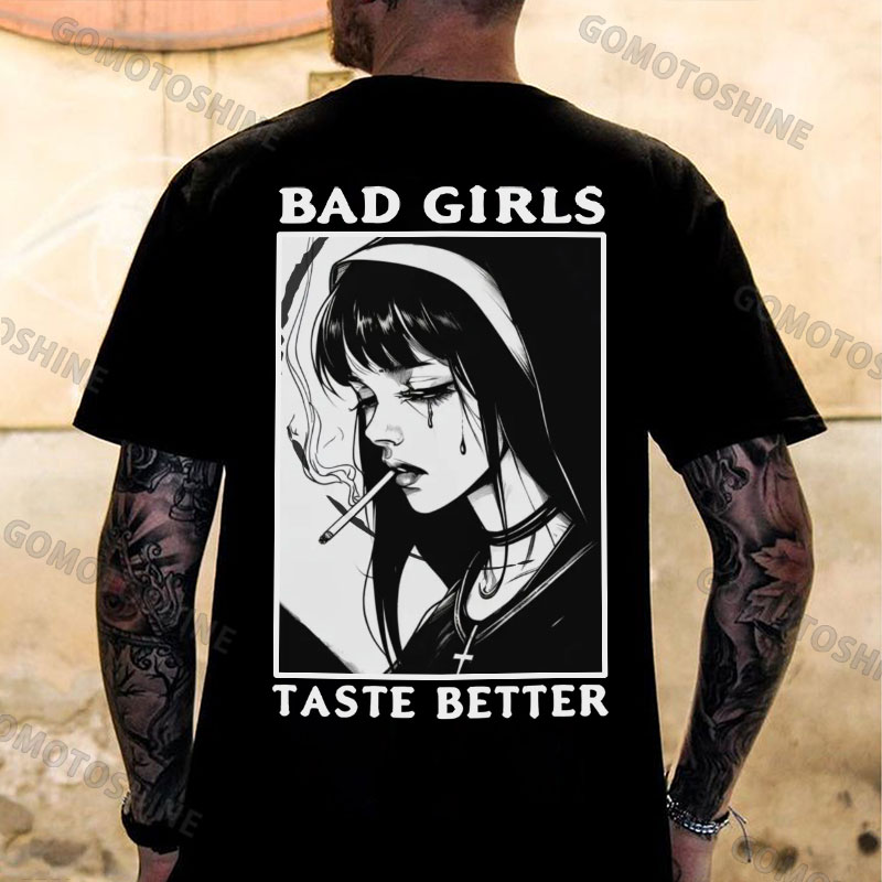 BAD GIRLS TASTE BETTER Crying Nun Print Men's T-Shirt