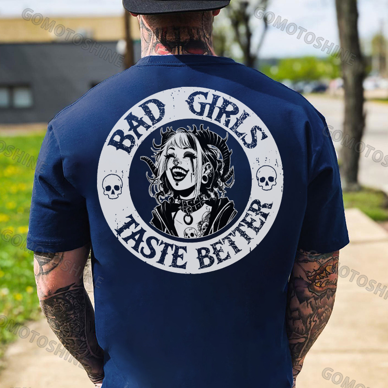 BAD GIRLS TASTE BETTER Laughing Devil Girl Print Men's T-Shirt