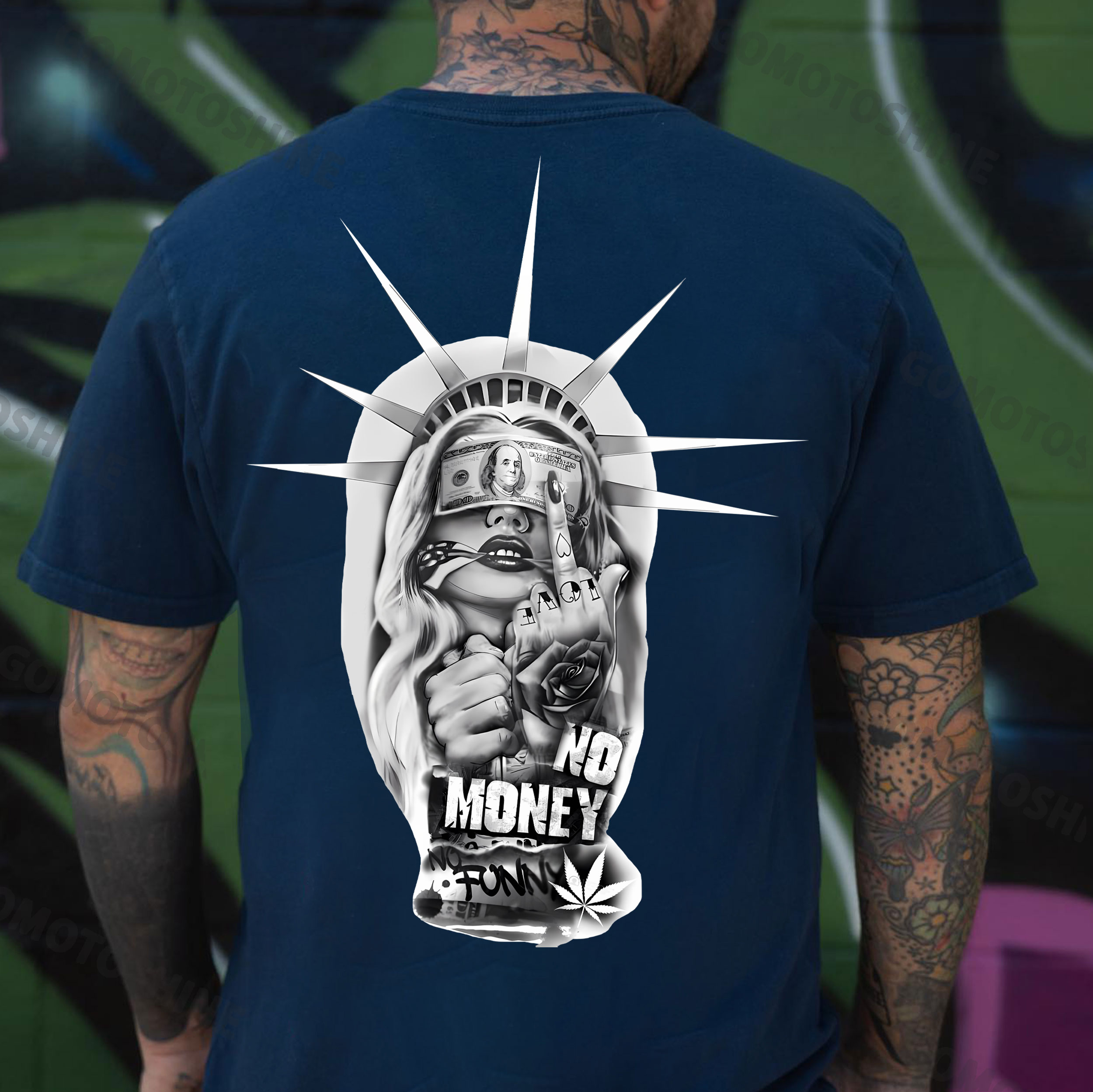 NO MONEY ON FUNNY Defiant Money Lady Print Men's T-Shirt