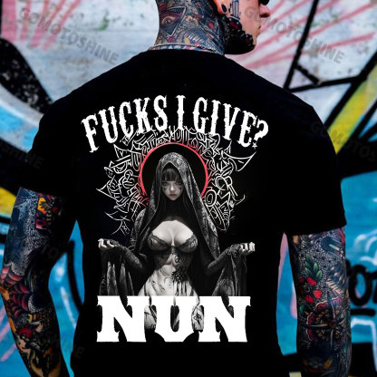 FUCKS I GIVE NUN Runes Sexy Nun Print Men's T-Shirt
