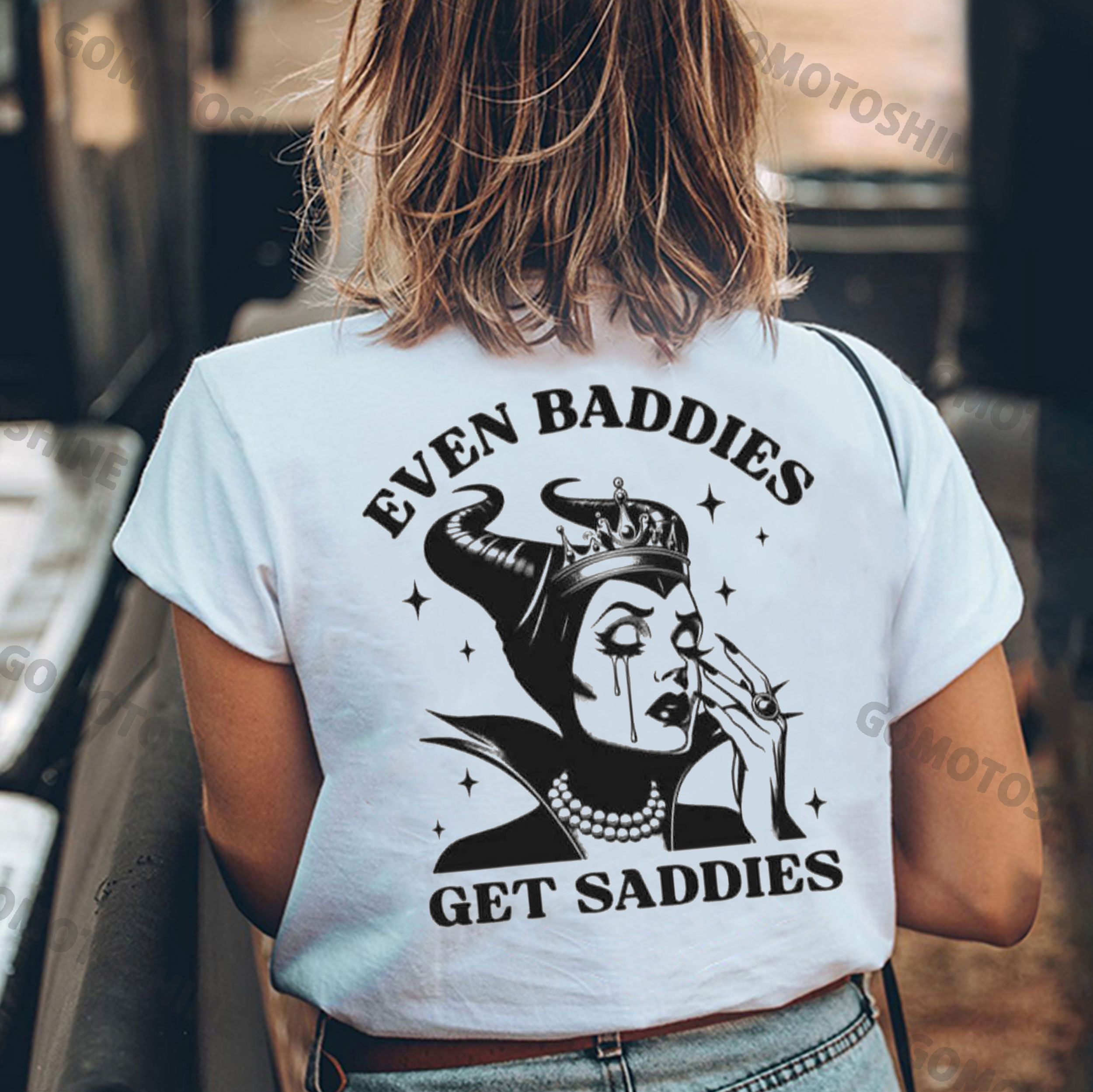 EVEN BADDIES GET SADDIES Crying Witch Print Women's T-shirt