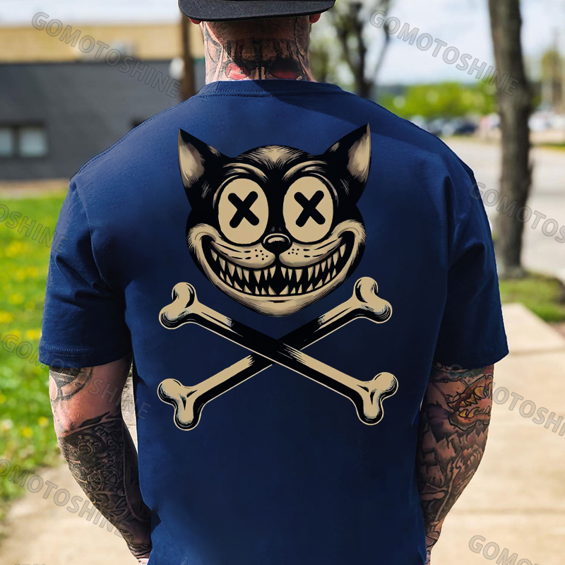 Cat Skull Print Men's T-Shirt