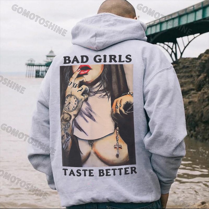 BAD GIRLS TASTE BETTER Sexy Naked Nun Print Men's Hoodie