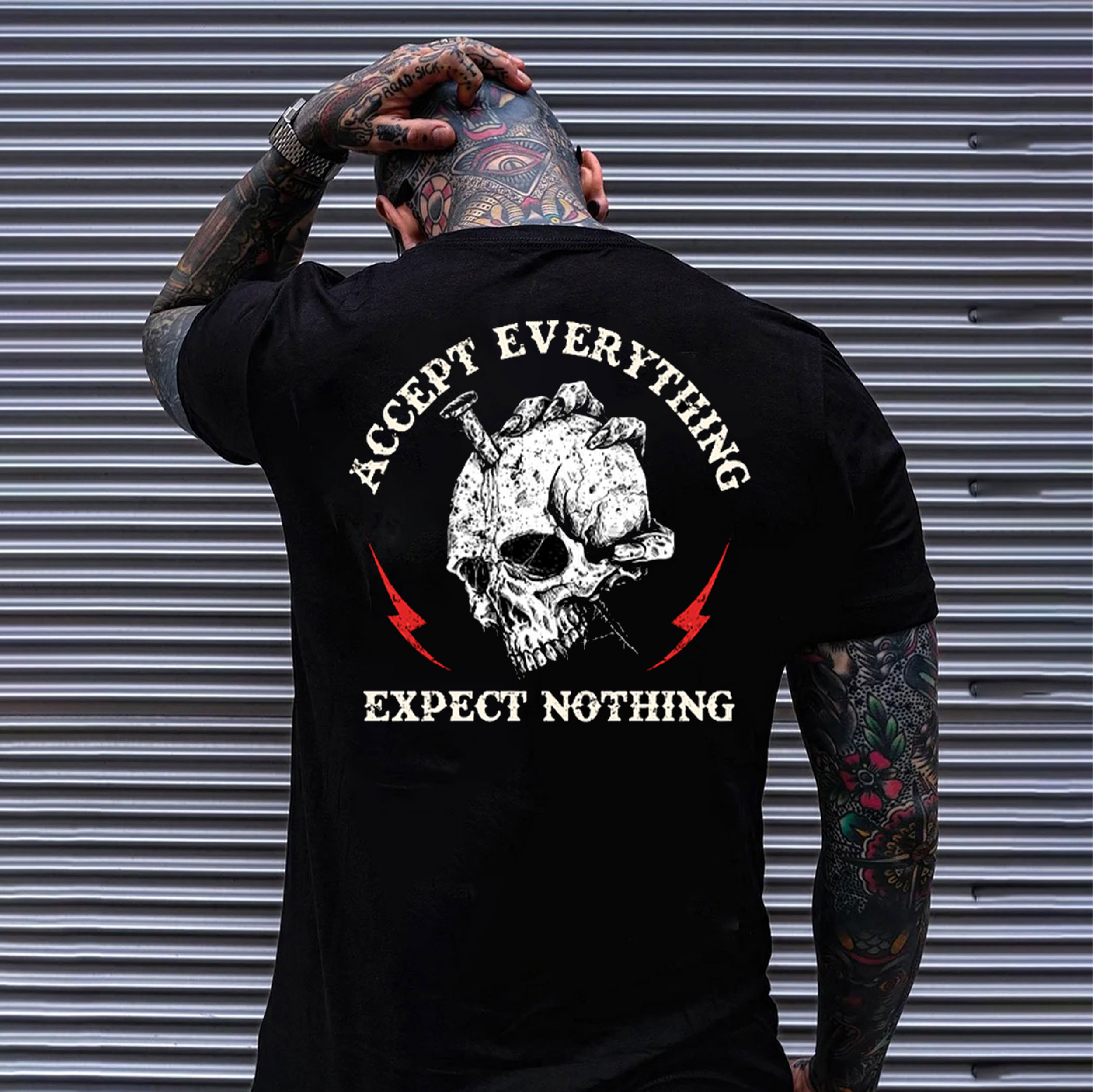 ACCEPT EVERYTHING Skull Black Print T-Shirt