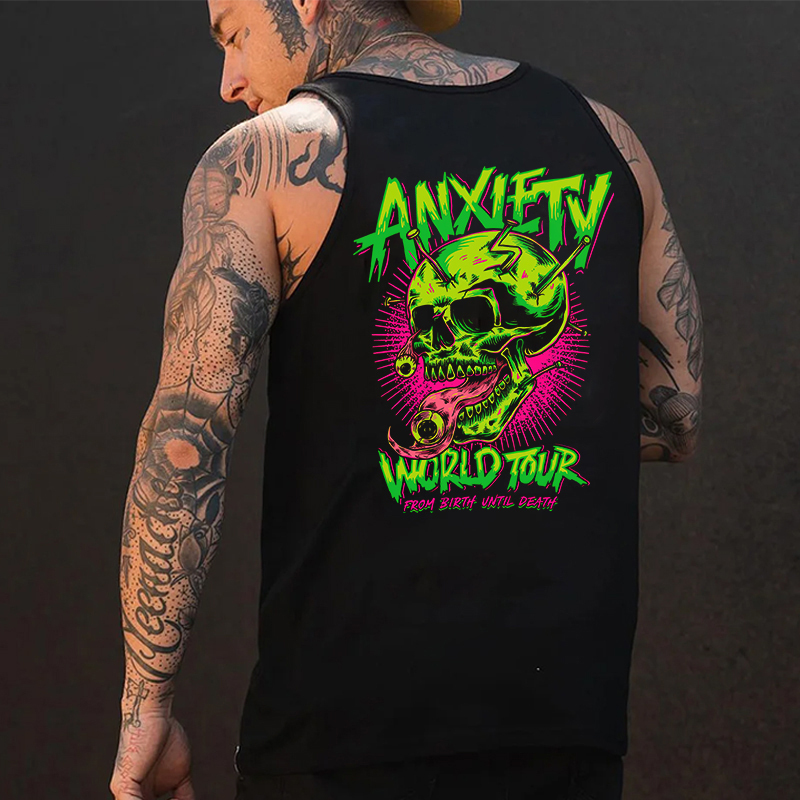 ANXIETY WORLD TOUR Skull Print Men's Vest