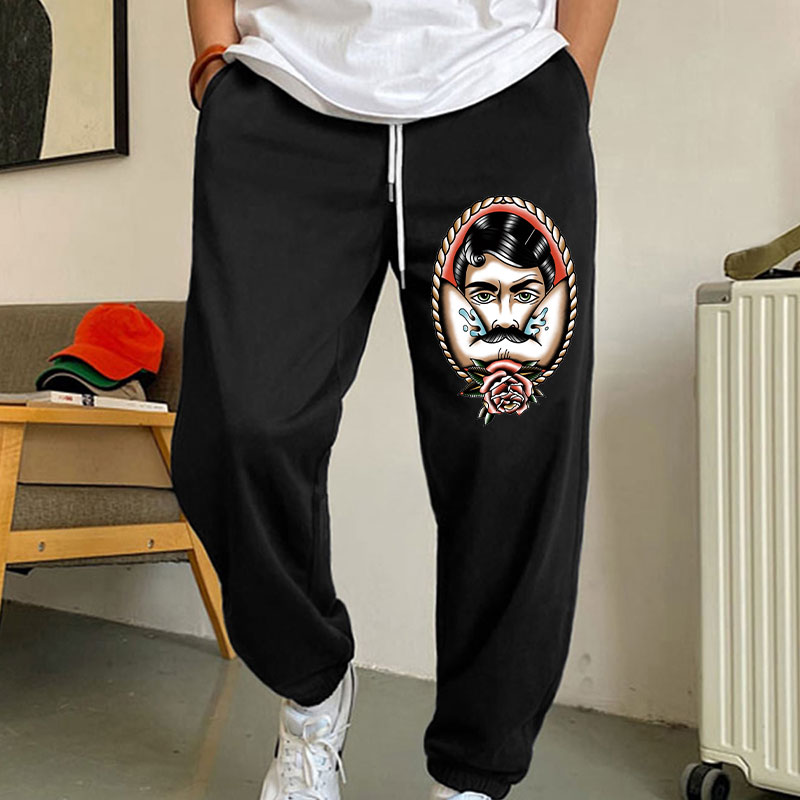 Beard Man in the Mirror with Rose Men's Print Sweatpants