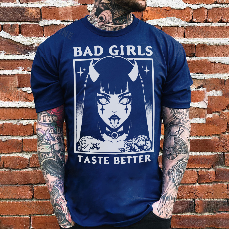 BAD GIRLS TASTE BETTER Devil Girl Print Men's T-Shirt