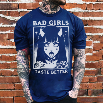 BAD GIRLS TASTE BETTER Devil Girl Print Men's T-Shirt