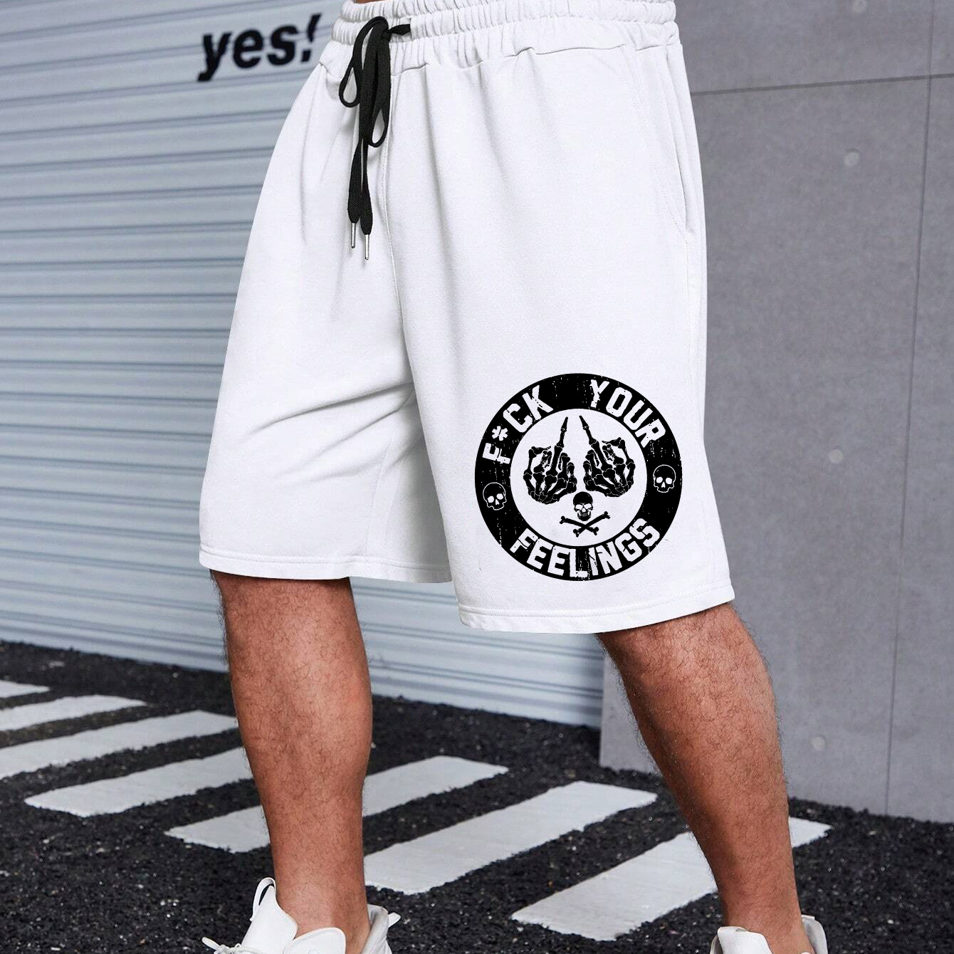 FUCK YOUR FEELINGS Bone Hand Print Men's Shorts