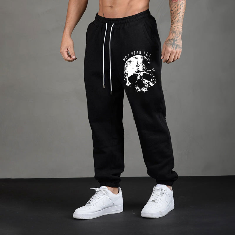 NOT DEAD YET Vintage Skull Men's Print Sweatpants