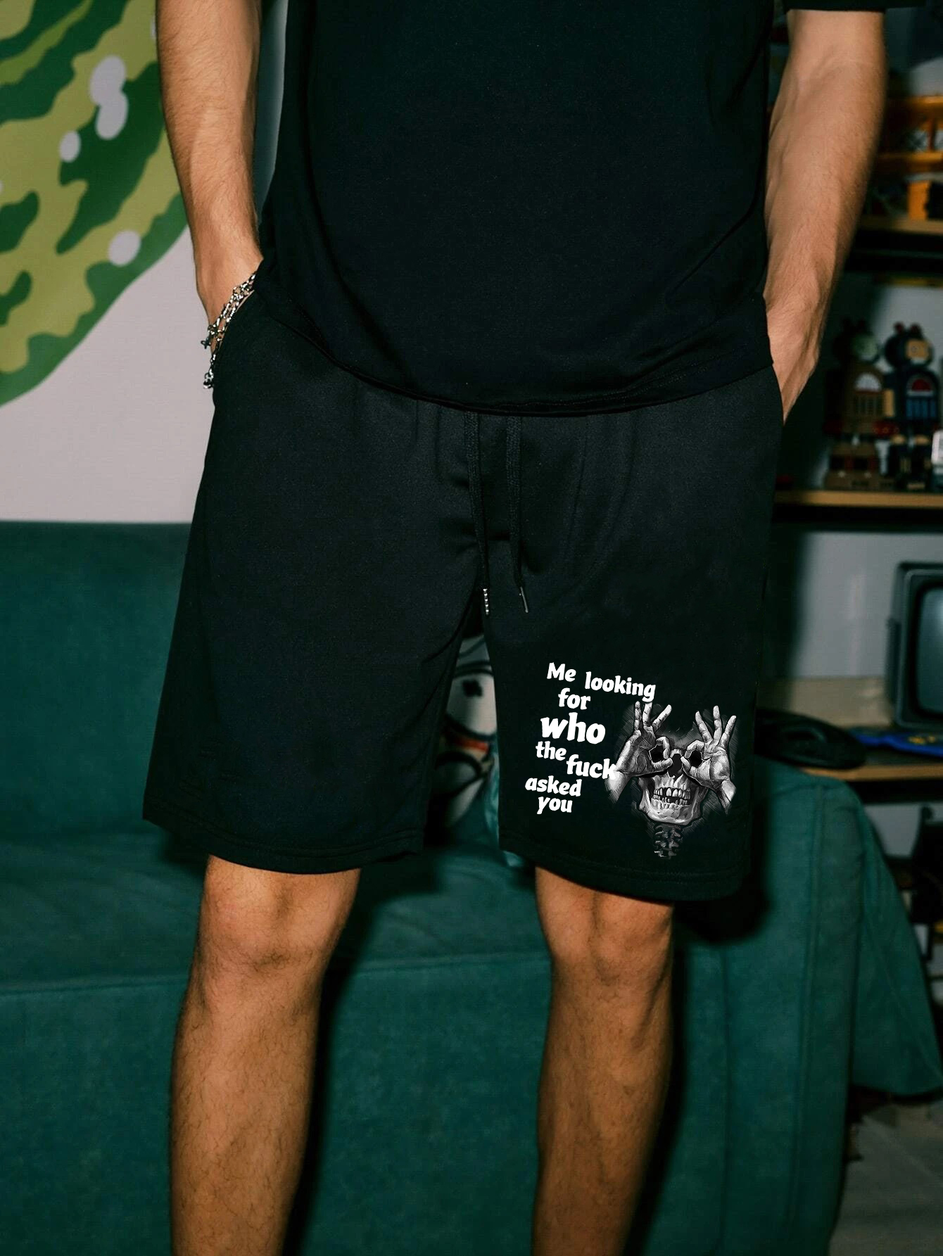 ME LOOKING FOR WHO THE FUCK ASKED YOU Skull With OK Print Men's Shorts