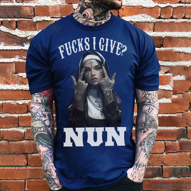 FUCKS I GIVE NUN Defiant Nun Print Men's T-Shirt