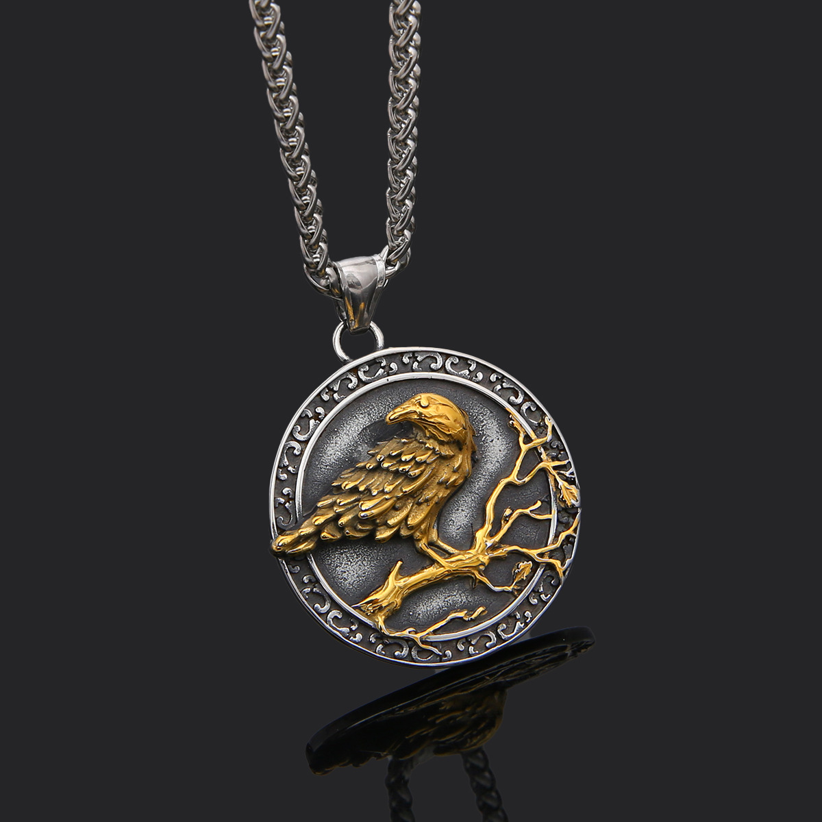 Viking Crow Men's Titanium Steel Necklace