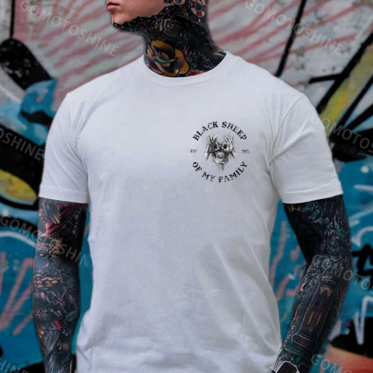 BLACK SHEEP OF MY FAMILY Skull Black Print T-Shirt Image - 13
