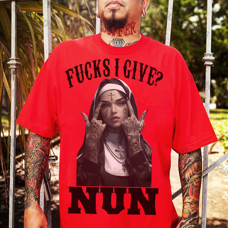 FUCKS I GIVE NUN Defiant Nun Print Men's T-Shirt