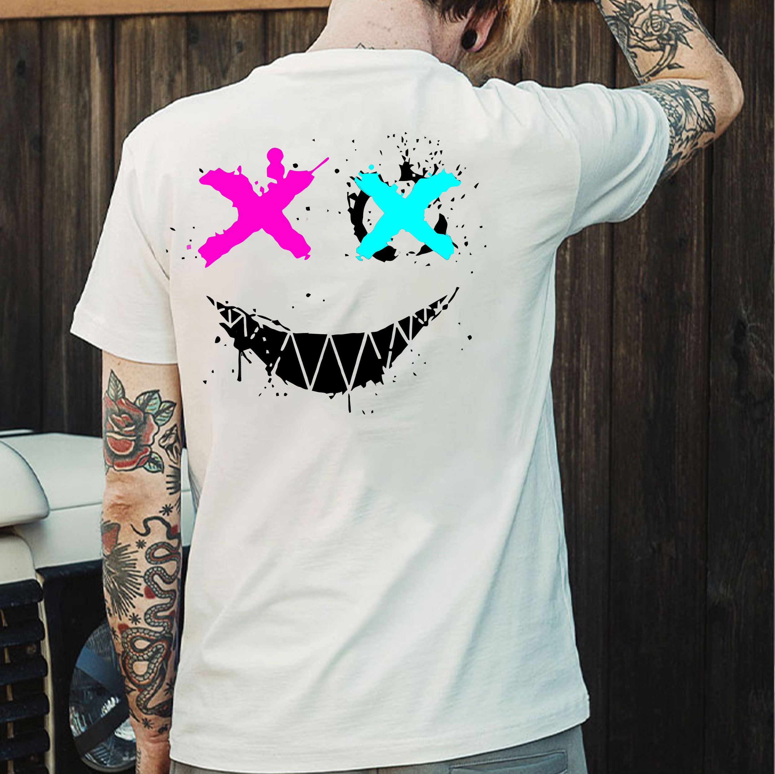 Evil Emoji Graphic Black Print T-Shirt Image - 2
