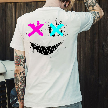 Evil Emoji Graphic Black Print T-Shirt Image - 2