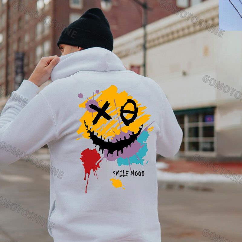 SMILE MOOD Emoji Print Men's Hoodie
