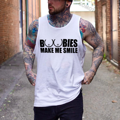 BOOBIES MAKE ME SMILE Print Men's Vest