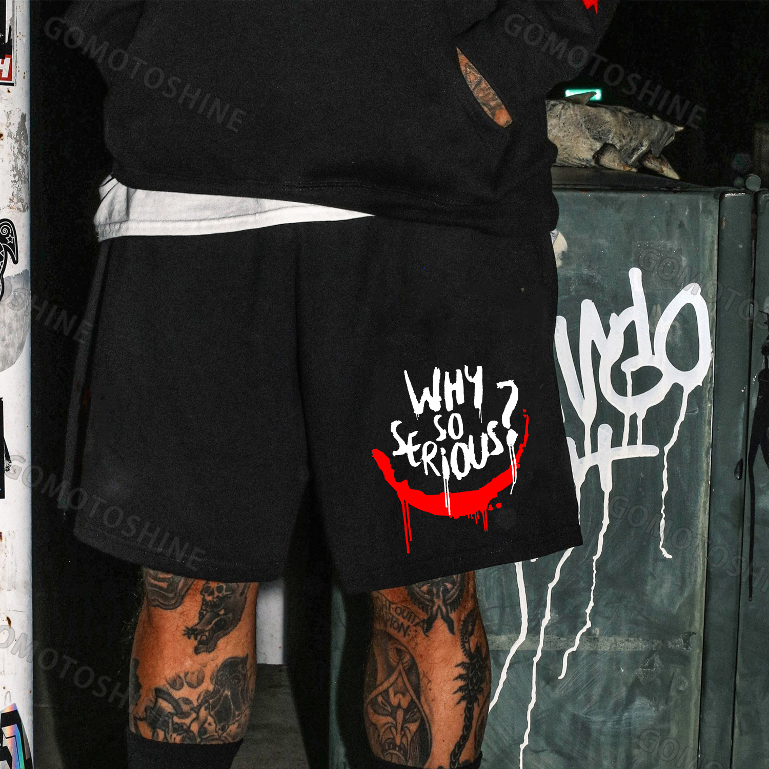 WHY SO SERIOUS Graffiti Print Men's Shorts