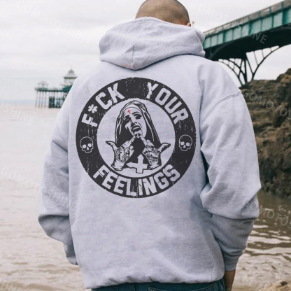 FUCK YOUR FEELINGS Defiant Nun Black Print Hoodie