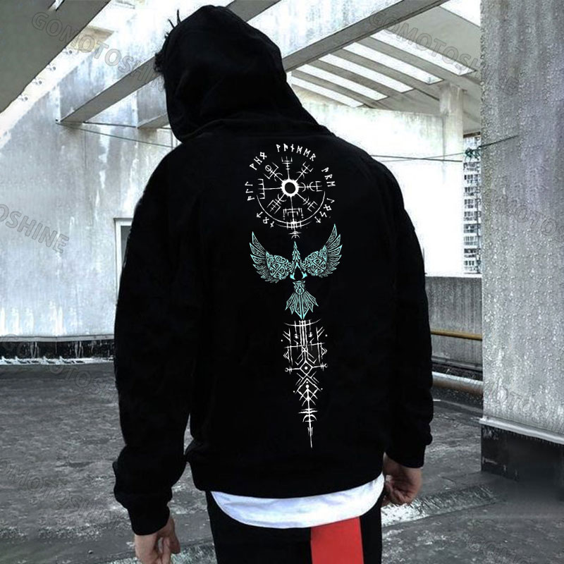 Runes Eagle Print Men's Hoodie