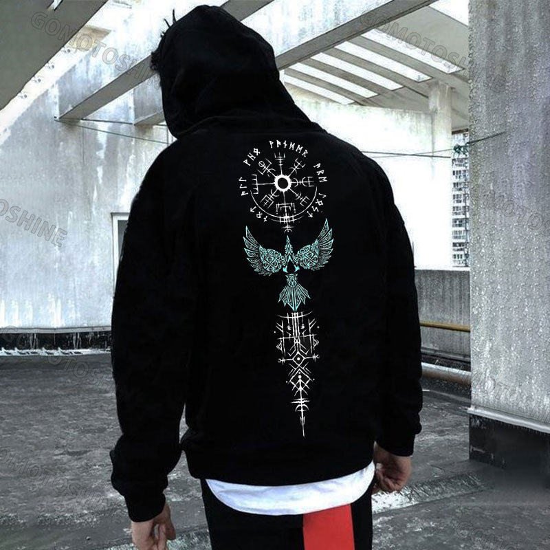 Runes Eagle Print Men's Hoodie