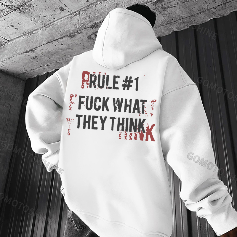 RUDE #1 FUCK WHAT THEY THINK Distressed Graphic Black Print Hoodie
