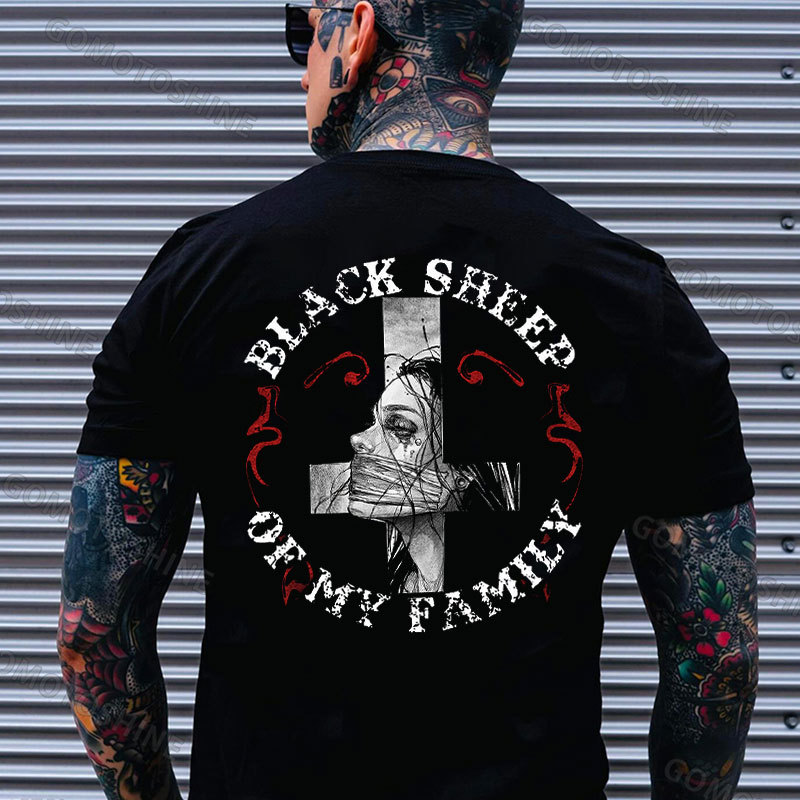 BLACK SHEEP OF MY FAMILY Hopeless Lady Was Crucified Print Men's T-Shirt