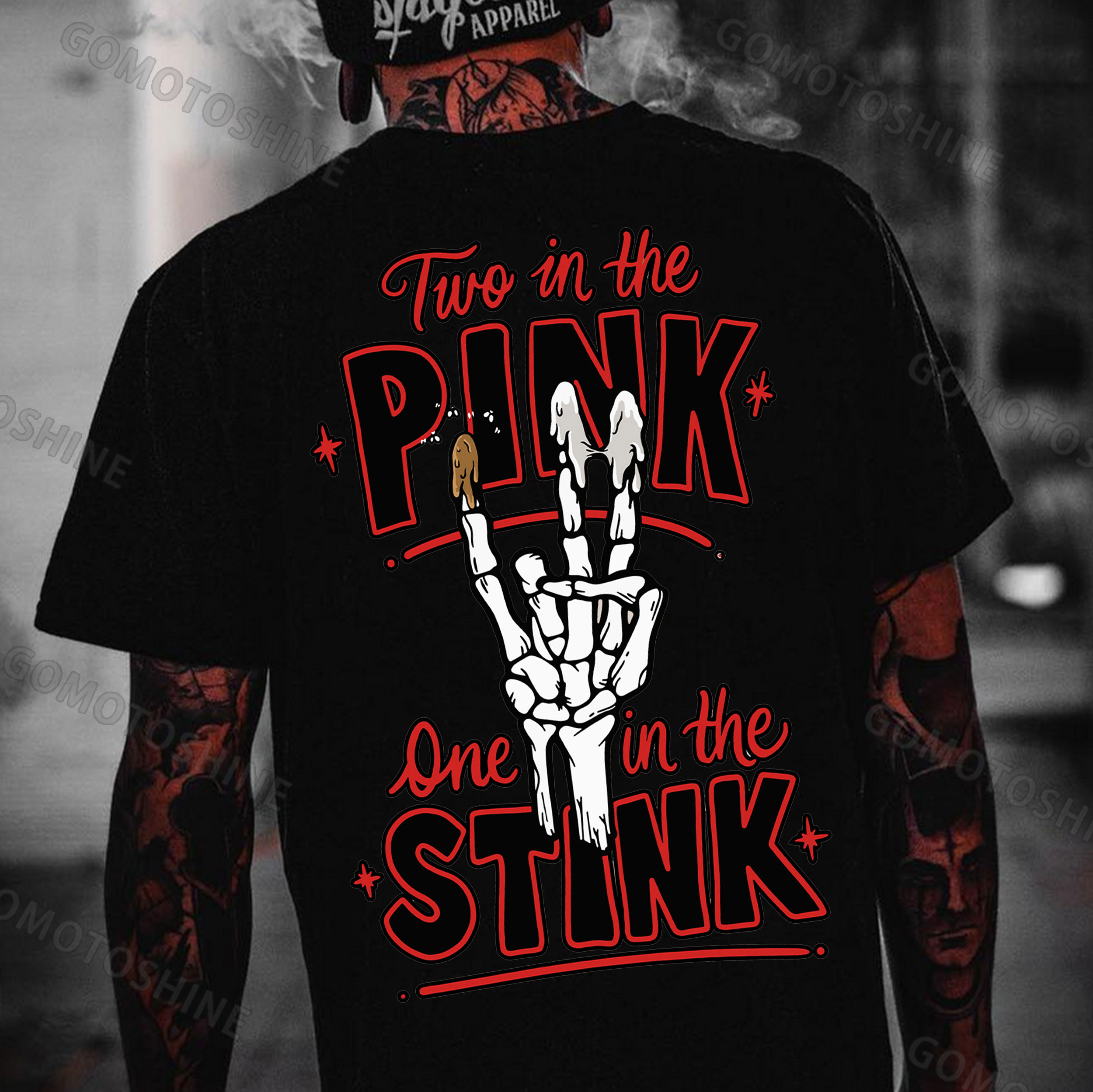 TWO IN THE PINK ONE IN THE STINK Bone Hand Print Men's T-Shirt