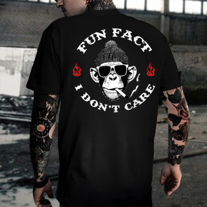 FUN FACT I DON'T CARE Black Print T-shirt