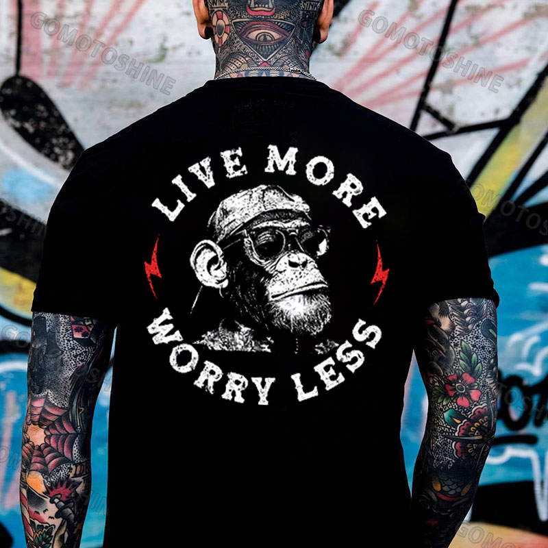LOVE MORE WORRY LESS Monkey Print Men's T-Shirt