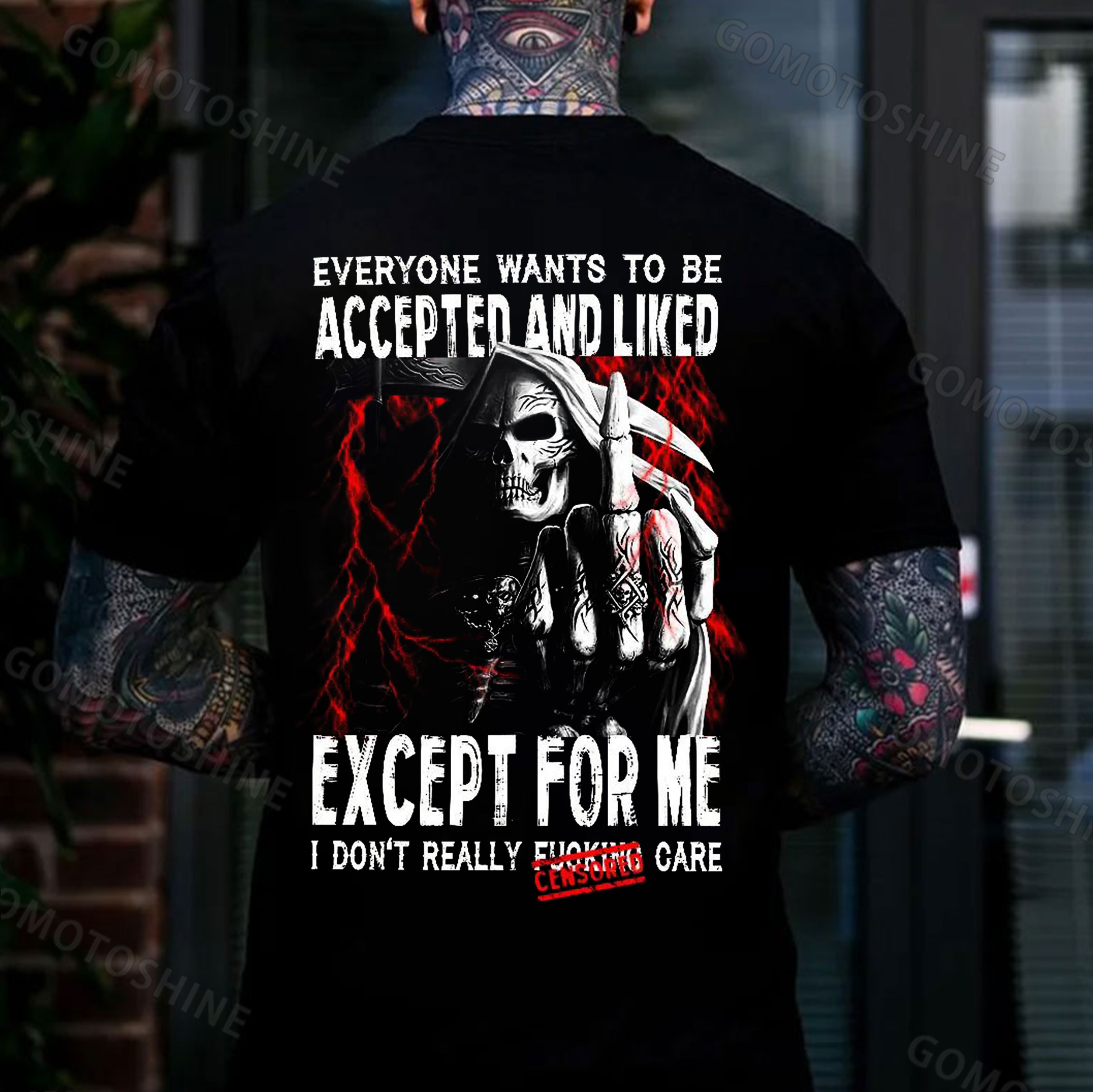 EVERYONE WANTS TO BE ACCEPTED AND LIKED EXCEPT FOR ME Defiant Skeleton Print Men's T-Shirt