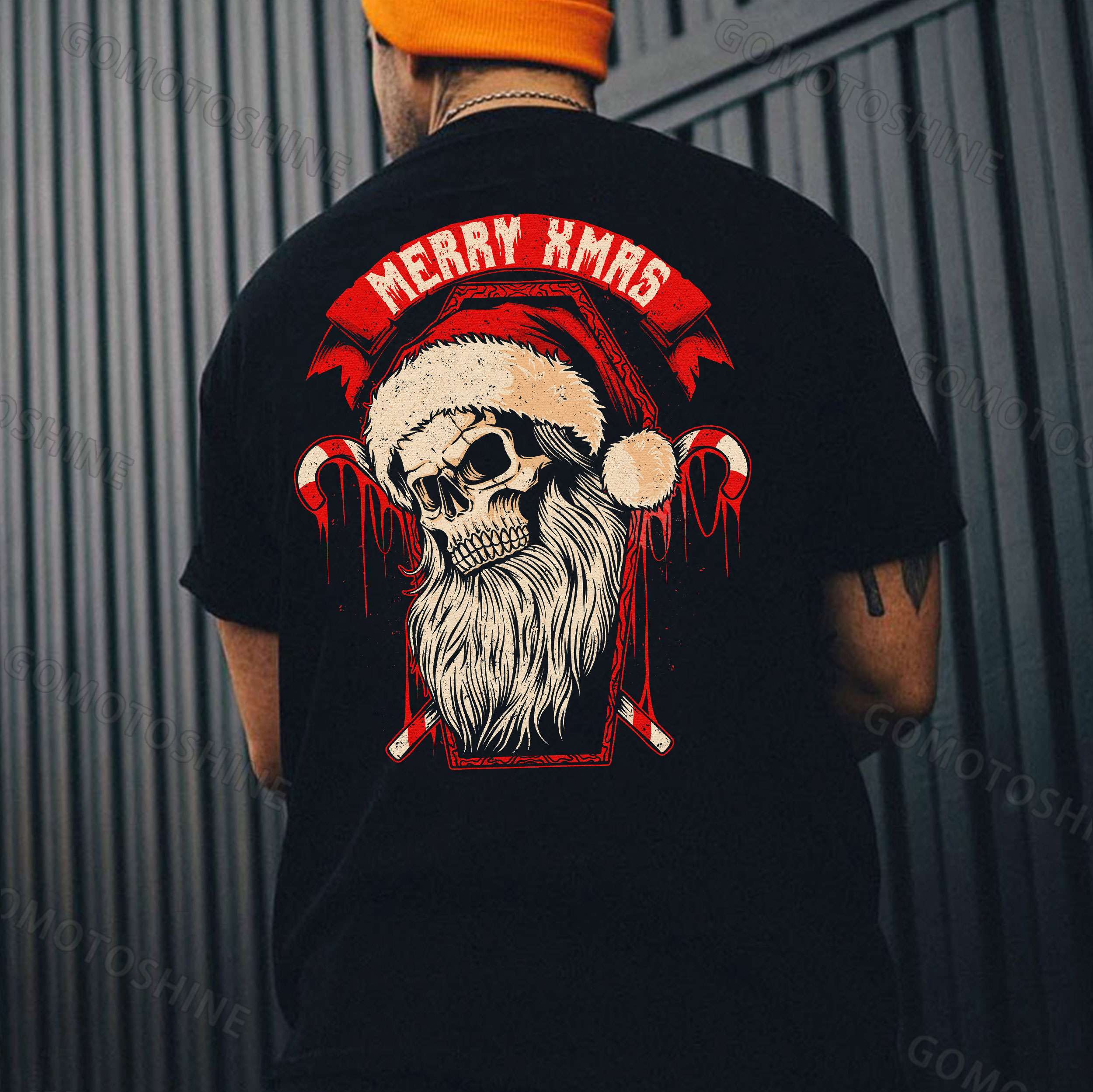 MERRY XMAS Santa Claus Skull Print Men's T-Shirt