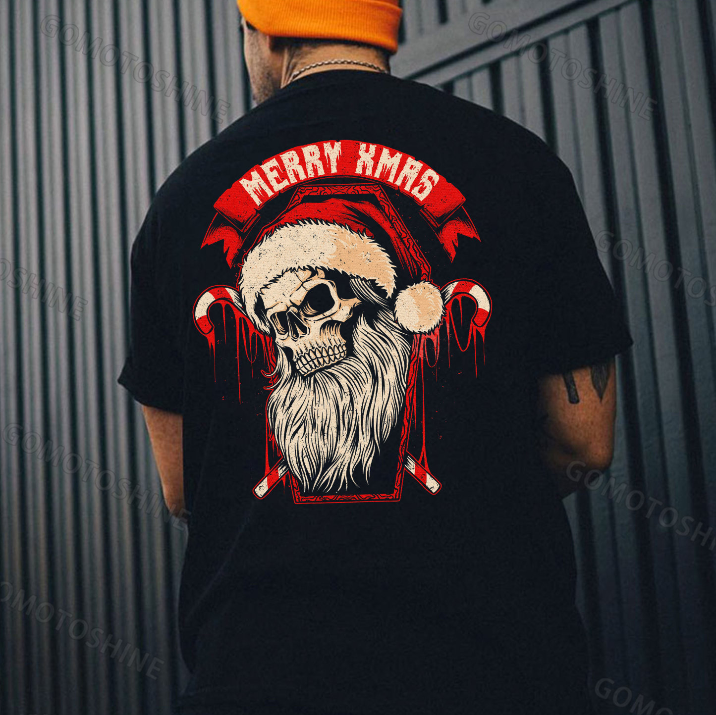 MERRY XMAS Santa Claus Skull Print Men's T-Shirt