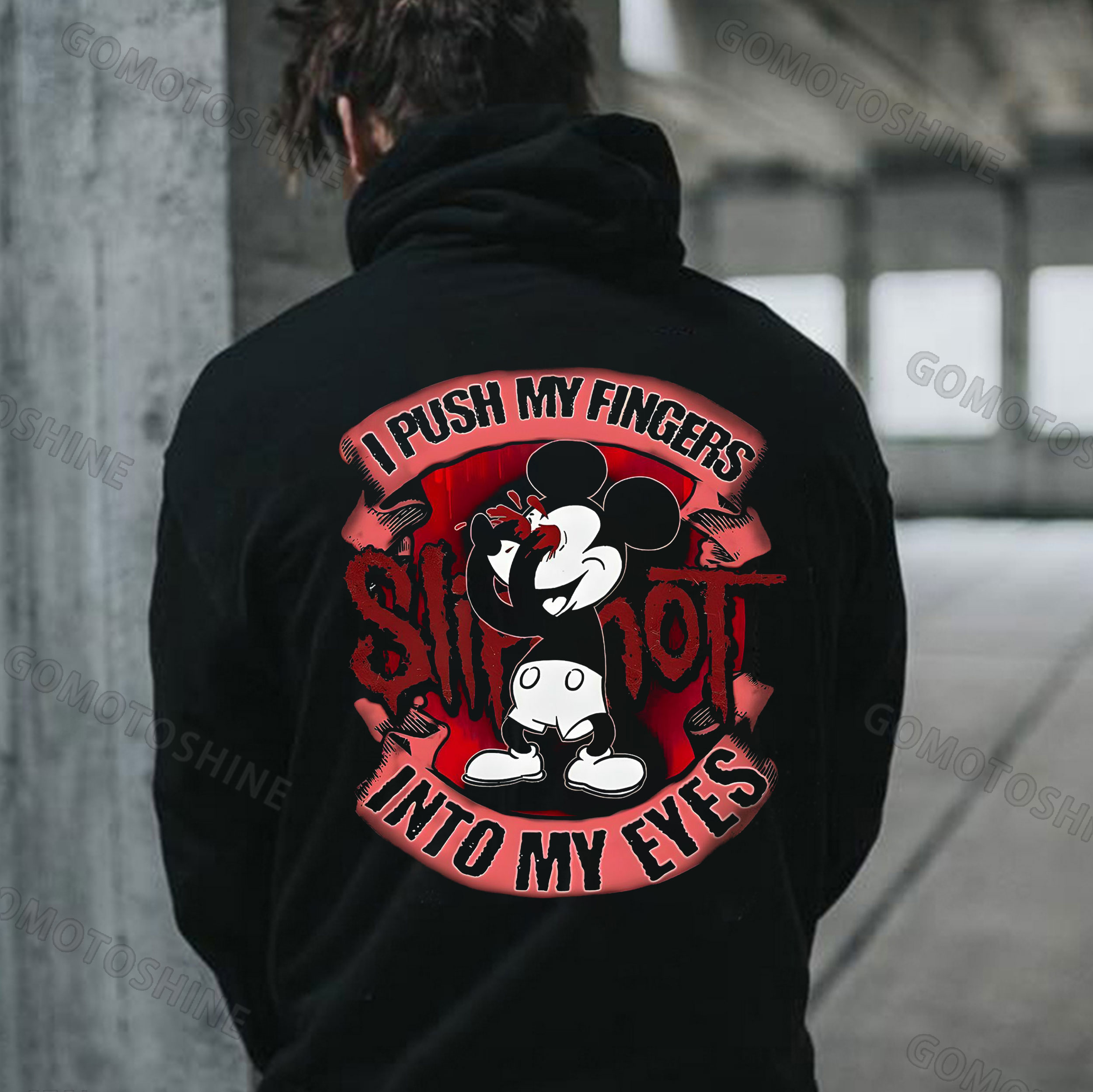 I PUSH MY FRIENDS INTO MY EYES Mouse Print Men's Hoodie