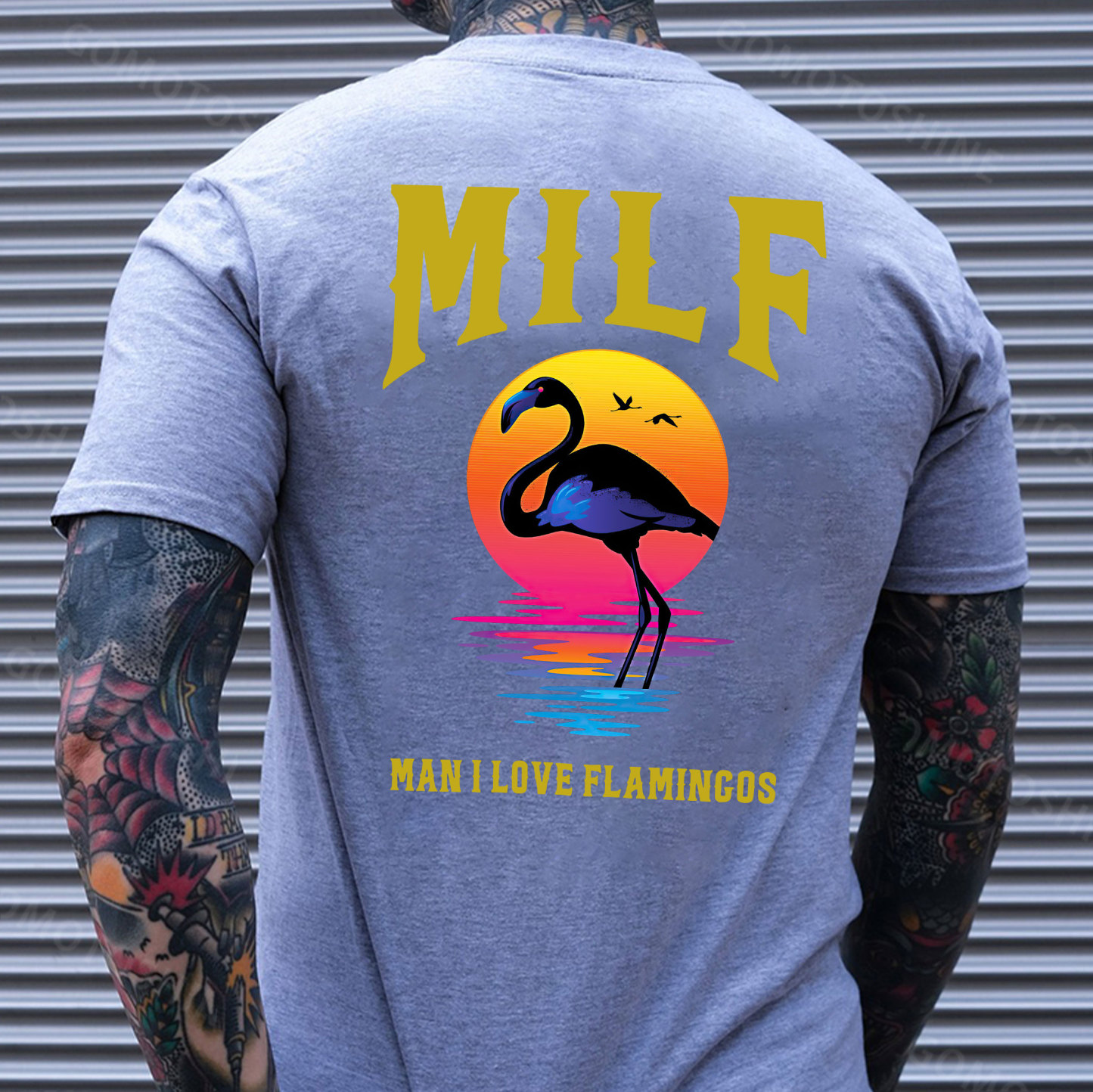 MILF MAN I LOVE FLAMINGOS Print Men's T-Shirt